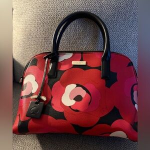 Kate Spade Black and Red Floral Satchel